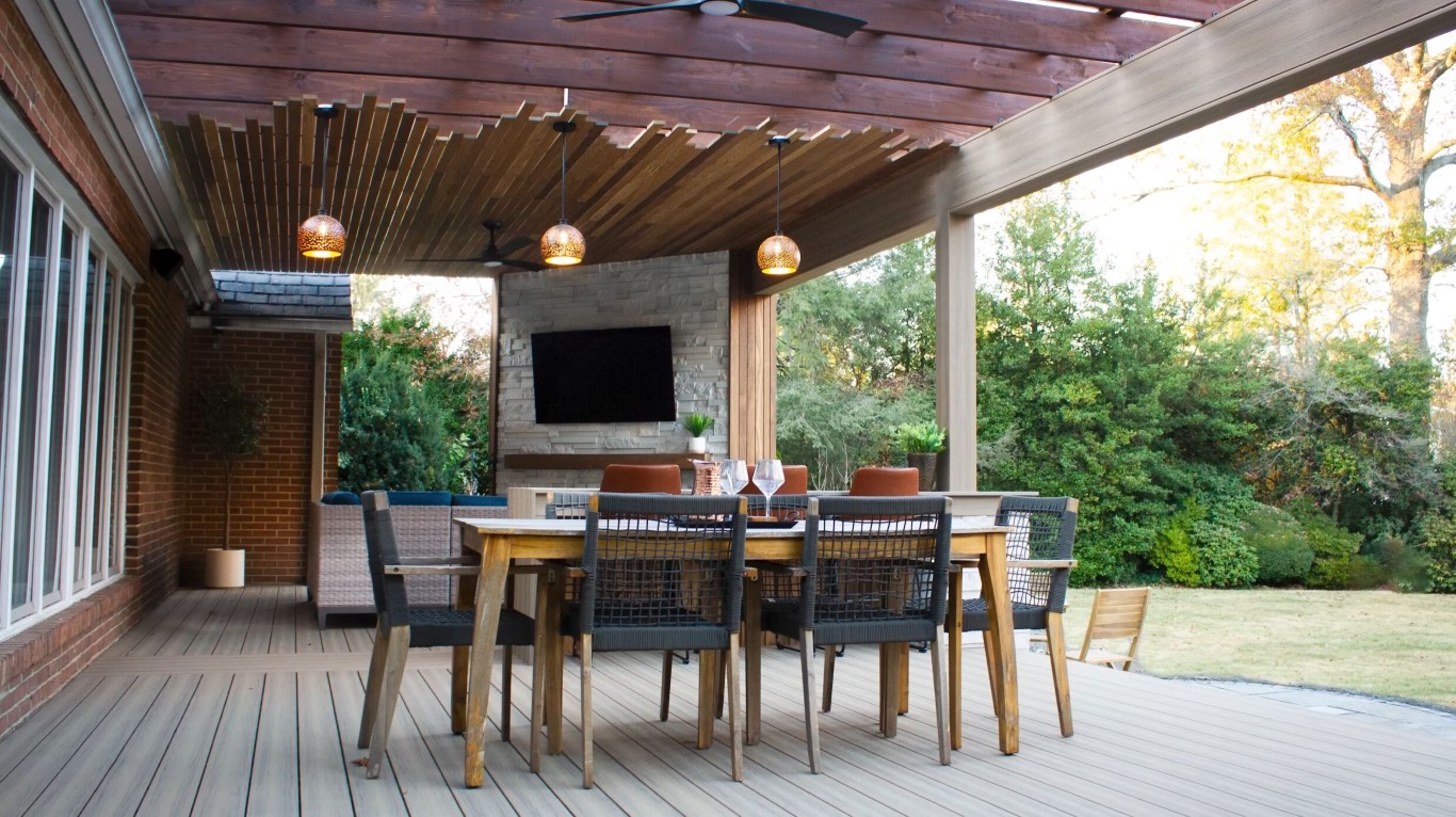 High-quality deck design with covered patio in Stamford, CT