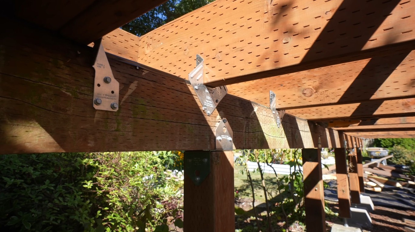 Durable pergola construction detail showing quality craftsmanship